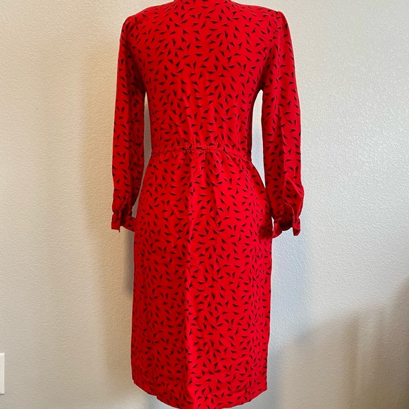 Vintage midi 80’s red dress with black geometric patterns size 4P - Picture 2 of 3